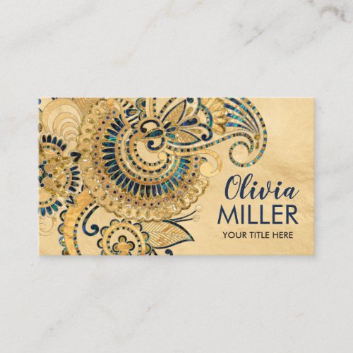 Floral Paisley Ornament Abalone and Gold Business Card