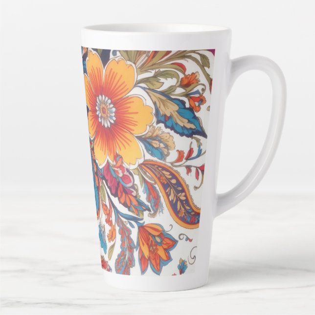 Floral Paisley Pattern Latte Mug (Right)