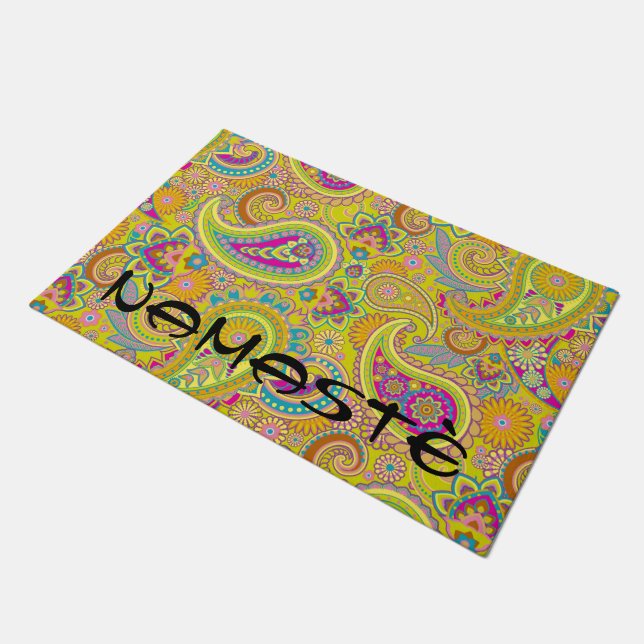 Floral Paisley seamless pattern I + your ideas Doormat (Angled)
