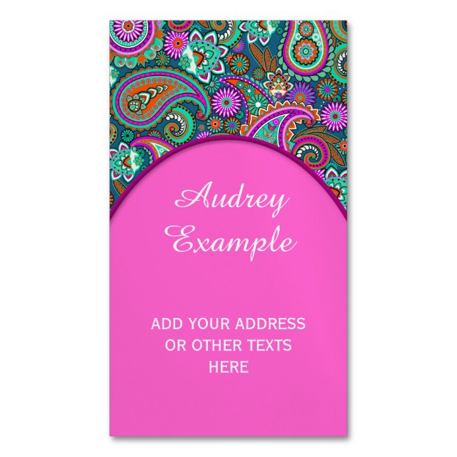 Floral Paisley seamless pattern II + your ideas Business Card Magnet (Front Vertical)