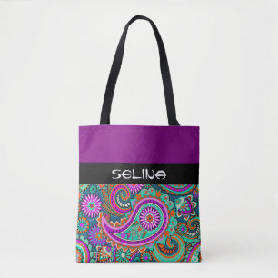 Floral Paisley seamless pattern II + your ideas Tote Bag