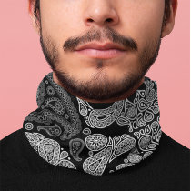 Floral Paisley Skull Black Bandana