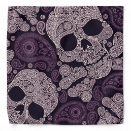 Floral Paisley Skull Purple Bandana