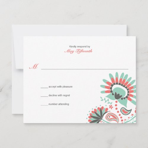 Floral Paisley Wedding Response Custom Invites