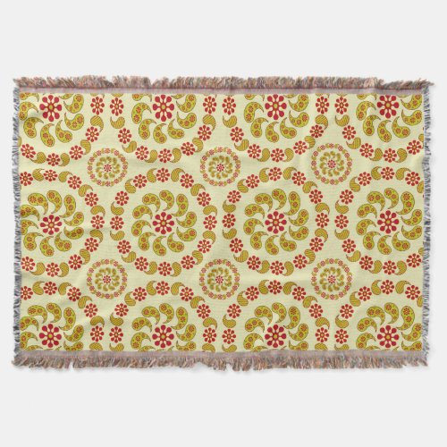 Floral Paisley Yellow Throw Blanket