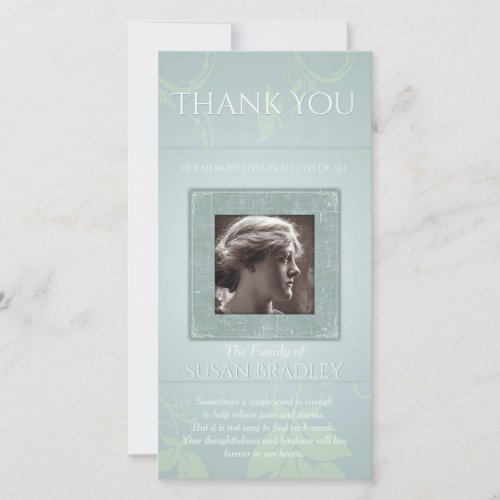 Floral Pale Blue Green Template Sympathy Thank You