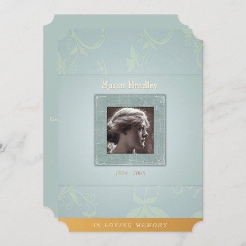 Floral Pale Blue In Loving Memory Template Invite