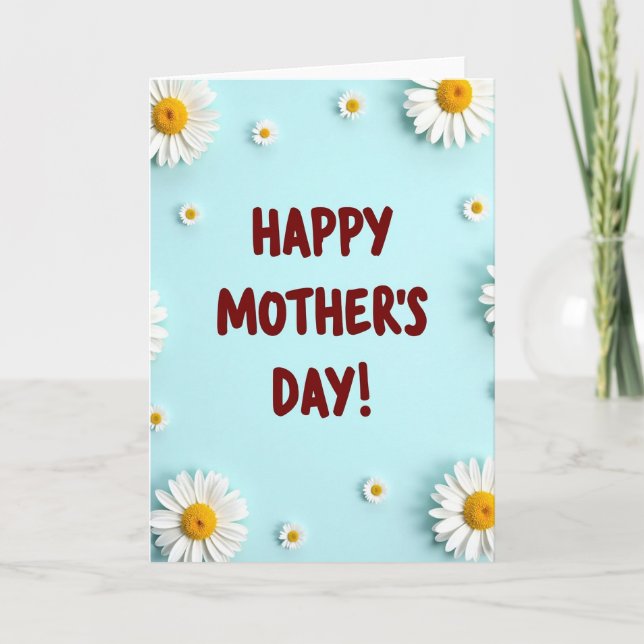 Floral Pale Blue Mom Day Card (Front)