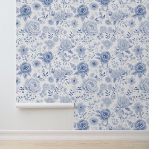 Floral Pale Blue Rose Flower Wallpaper