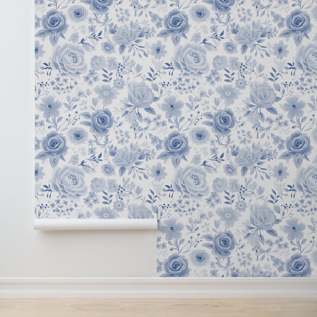Floral Pale Blue Rose Flower Wallpaper (Application)