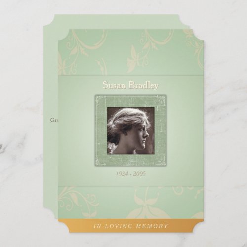 Floral Pale Green In Loving Memory Template Invite