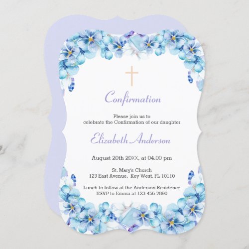 Floral Pale Lilac Watercolor Confirmation Invitation