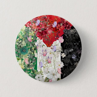 Floral Palestine Flag Button Pin | Palestinian