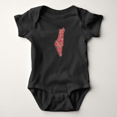 Floral Palestine map art_freedom for palestinians  Baby Bodysuit