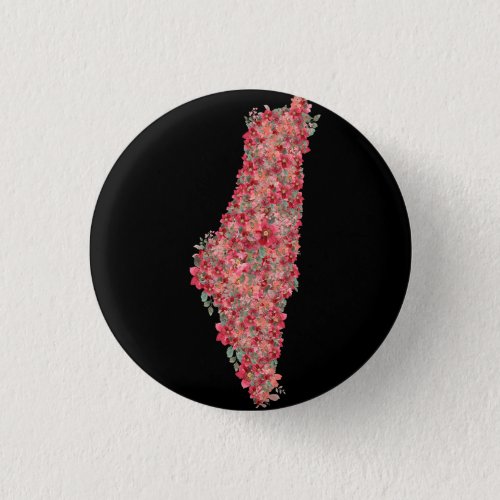 Floral Palestine map art_freedom for palestinians  Button