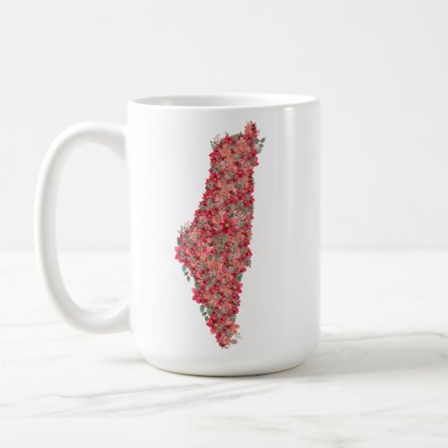 Floral Palestine map art_freedom for palestinians  Coffee Mug
