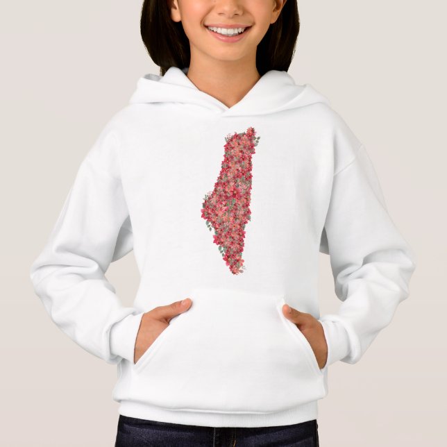 Floral Palestine map art-freedom for palestinians  Hoodie (Front)