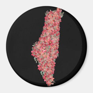 Floral Palestine map art-freedom for palestinians Magnet