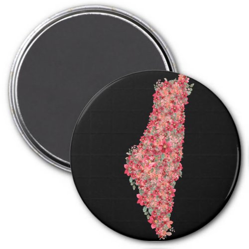 Floral Palestine map art_freedom for palestinians  Magnet
