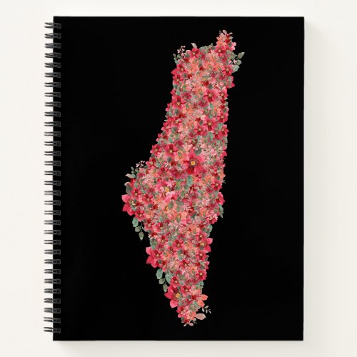 Floral Palestine map art_freedom for palestinians  Notebook