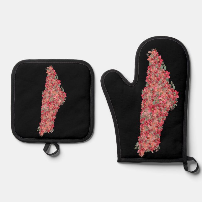 Floral Palestine map art-freedom for palestinians  Oven Mitt & Pot Holder Set (Front)
