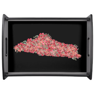 Floral Palestine map art-freedom for palestinians Serving Tray