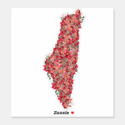Floral Palestine map art_freedom for palestinians  Sticker