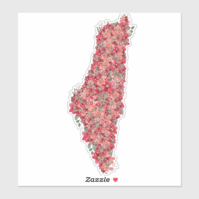 Floral Palestine map art-freedom for palestinians  Sticker (Sheet)