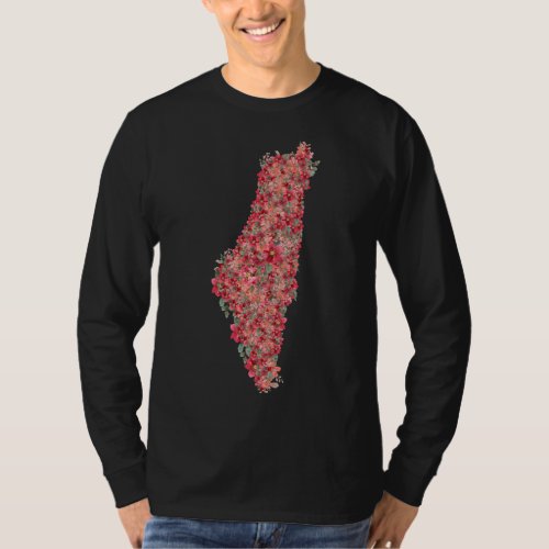 Floral Palestine map art_freedom for palestinians  T_Shirt