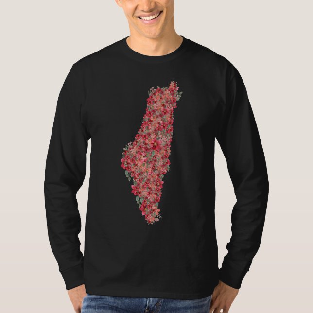 Floral Palestine map art-freedom for palestinians  T-Shirt (Front)