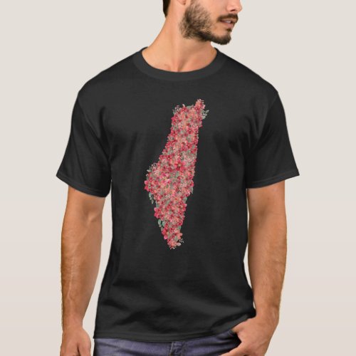 Floral Palestine map art_freedom for palestinians  T_Shirt
