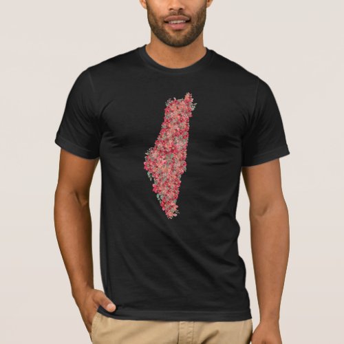 Floral Palestine map art_freedom for palestinians  T_Shirt