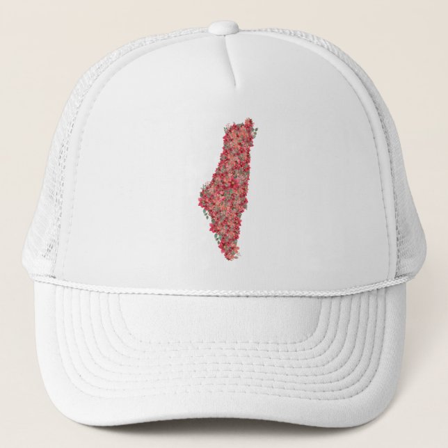 Floral Palestine map art-freedom for palestinians  Trucker Hat (Front)