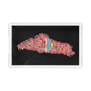 Floral Palestine map Dome of Rock al quads Gift Acrylic Tray