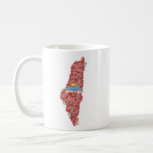 Floral Palestine map Dome of Rock al quads Gift  Coffee Mug