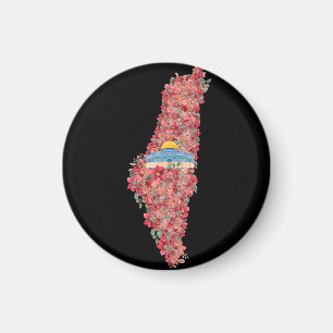 Floral Palestine map Dome of Rock al quads Gift Magnet