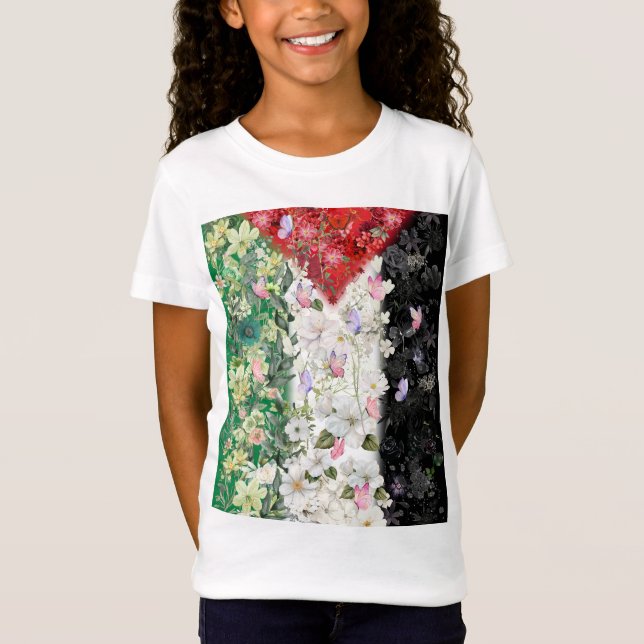 Floral Palestine Map - Free Palestine Map T-shirt  (Front)