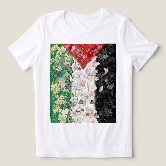 Floral Palestine Map - Free Palestine Map T-shirt  Tri-Blend Shirt (Design Front)