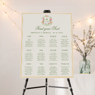 Floral Palm Tree Beach Wedding Seating Chart Sign