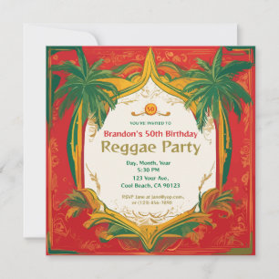 Floral Palms Customizable Reggae Party Invitation