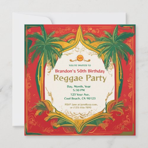 Floral Palms Customizable Reggae Party  Invitation