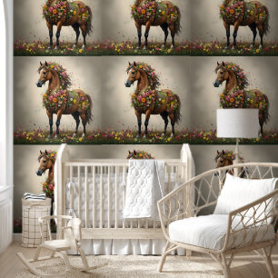 Floral Palomino Pony Acrylic Art, Wallpaper