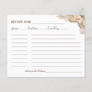 Floral Pampa Grass Recipe Card Flyer