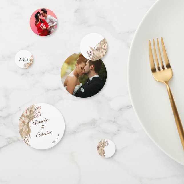 Floral Pampa Grass Wedding Table Decor Confetti (Group)