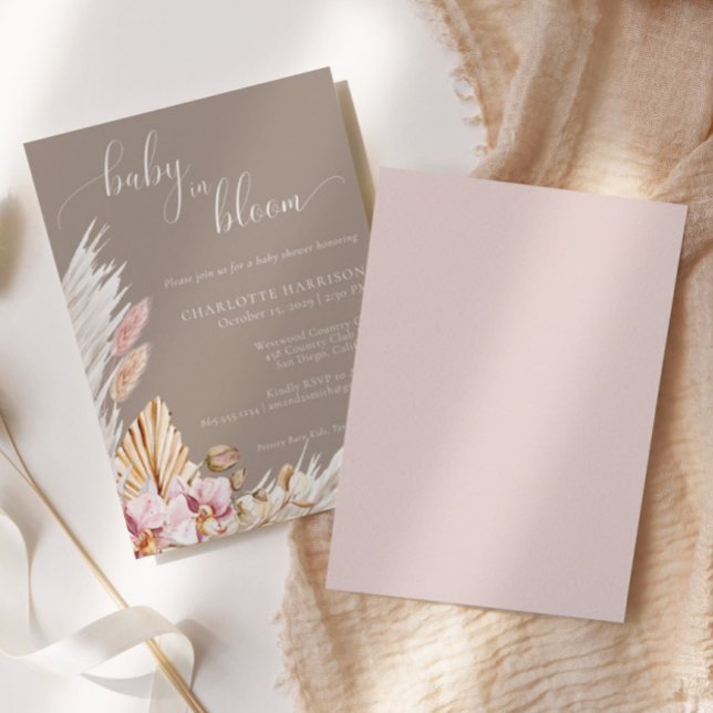 Floral Pampas Grass Baby in Bloom | Baby Shower Invitation (Creator Uploaded)