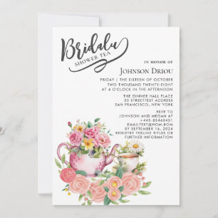 Floral Pampas Grass Bridal Shower Tea Party Invitation