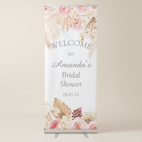 Floral Pampas Grass Bridal shower welcome sign