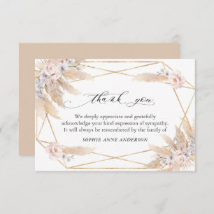 Floral Pampas Grass Celebration of Life Memorial Thank You Card