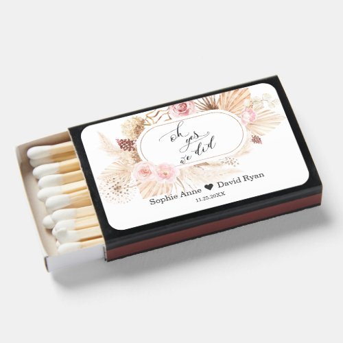 Floral Pampas Grass Dried Leaves We Did Wedding  Matchboxes