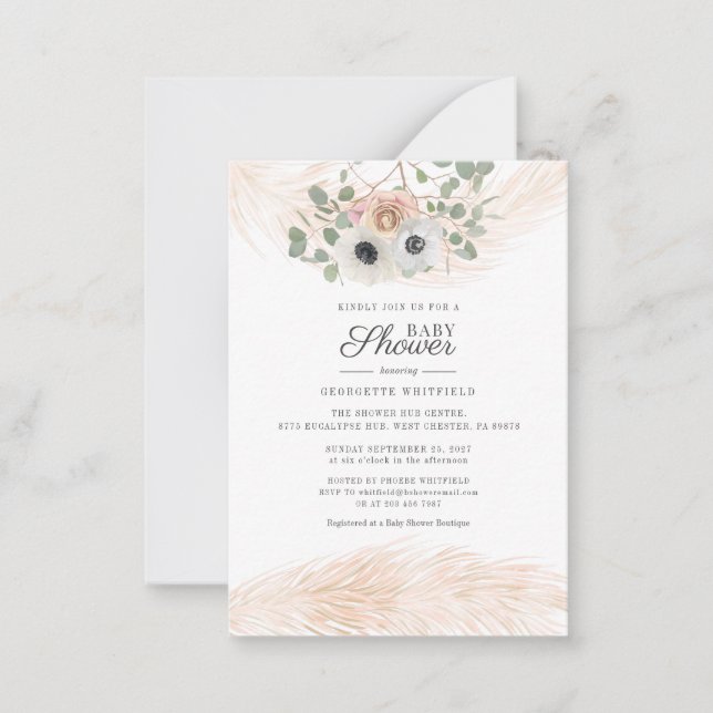 Floral Pampas Grass Girl Baby Shower Invitation (Front)